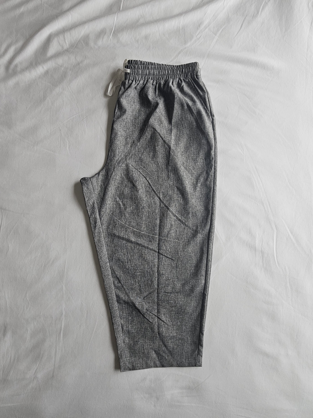 Corpcore Dark Academia Gray Elastic-Waist Pants Women's Plus Size 3XL